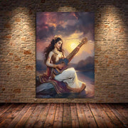 ભારતીય હિન્દુ દેવતાઓ ભગવાન શિવ યોગ દૈવી દેવી સરસ્વતી ધ્યાન આરટી પોસ્ટર કેનવાસ પેઇન્ટિંગ વોલ પ્રિન્ટ ચિત્ર ઘર સજાવટ