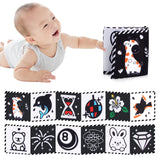 Sensory Cloth Book Baby Toys 0 12 Months Newborn Bed Crib Bumper Black and White Animal Quiet Books Montessori Baby Book Toys