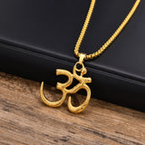 Stainless Steel Yoga Om Necklaces for Men,Punk Solid Metal Aum Pendant Collar Gifts,Male Jeweklry Gifts