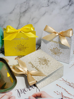 10/20/50pcs Indian Diwali candy box, Halloween, glitter powder，silver powder， Three exquisite styles of ribbon packaging