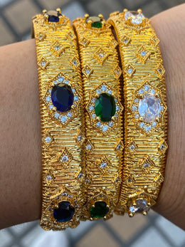 Women's And Girls Brass Nickel 22k Gold Plated Jadau Indian Pakistani Stylish Fancy Bangle Cuff Bracelet