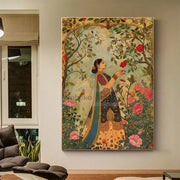 ભારતીય છોકરીના પોસ્ટર મુઘલ પ્રેરિત પરંપરાગત ભારતીય પાકિસ્તાની આર્ટ પ્રિન્ટ કેનવાસ પેઇન્ટિંગ વોલ આર્ટ પિક્ચર્સ હોમ રૂમ ડેકોર