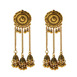 Retro Bollywood Oxidized Women Jhumka Indian Earrings Femmes 2020 Ethnic Gold Silver Color Afghan Bell Long Tassel Drop Earrings