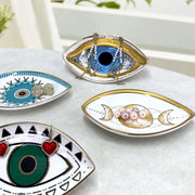 Home Decoration Eye Shape Jewelry Tray Ceramic Oval Decorative Plate Modern Art Style Trinket Plate Key