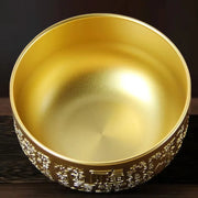 કોતરણી કાંસ્ય તાંબાના પીવાના બાઉલ શુભ તિબેટીયન પવિત્ર પાણી દૂધ ચા કપ ગોલ્ડન બૌદ્ધ 10 સેમી બાઉલ હોમ્સ ગિફ્ટ ડેકોરેટિવ