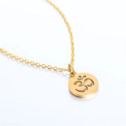 Small Yoga Pendant Gold Color Stainless Steel Indian Hindoo Hindu Buddhist OM Charm Necklace For Women Religious Jewelry Gift
