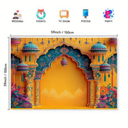 1 vibrant Indian wedding party backdrop - traditional architectural design suitable for holiday celebrations and home decor