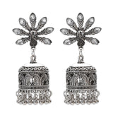 Ethnic Retro Geometric Turkish Jhumka Earrings For Women Indian Jewelry Flower Gold Color Bell Tassel Dangling Earrings