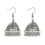 Ethnic Retro Geometric Turkish Jhumka Earrings For Women Indian Jewelry Flower Gold Color Bell Tassel Dangling Earrings