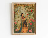 ભારતીય છોકરીના પોસ્ટર મુઘલ પ્રેરિત પરંપરાગત ભારતીય પાકિસ્તાની આર્ટ પ્રિન્ટ કેનવાસ પેઇન્ટિંગ વોલ આર્ટ પિક્ચર્સ હોમ રૂમ ડેકોર