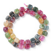 Natural Tourmaline Beads Faceted Square Stone Loose Bead for Diy Charms Bracelet Necklace Jewelry Making Crafts Accessories
