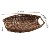 Creative Fruit Plate Imitation Rattan Woven Retro Living Room Snack Storage and Placement Square Afternoon Tea Heart Plate