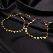 Exquisite Fashion Stainless Steel Heart Anklets 18k Gold Plated Butterfly Anklets Girl Birthday Gift Vintage Jewellery