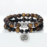 Natural Stone Bracelet Set Men Vintage Ethnic Buddha Braclets Charm OM Symbol Bangles Friendship Women Yoga Healing Jewelry Gift
