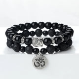 Natural Stone Bracelet Set Men Vintage Ethnic Buddha Braclets Charm OM Symbol Bangles Friendship Women Yoga Healing Jewelry Gift