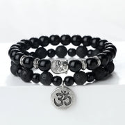 Natural Stone Bracelet Set Men Vintage Ethnic Buddha Braclets Charm OM Symbol Bangles Friendship Women Yoga Healing Jewelry Gift