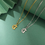 Vintage Goddess Crescent Phase Necklace Yoga OM Symbol Necklace Stainless Steel Love Palm Witch Knot Lotus π Symbol Jewelry