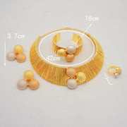 Dubai Gold Color Jewelry Set Wedding African Indian Ethiopian Bridal Sets Nigerian Necklace Bracelet Earring Ring Jewellery