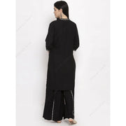 પાર્ટી ફેસ્ટિવ વેર માટે ભારતીય મહિલા ડ્રેસ બ્લેક મિરર વર્ક કુર્તા શરારા સેટ ભવ્ય એથનિક સુટ પાકિસ્તાની