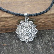 OHM OM AUM Yoga Lotus Flower Buddha Pendant Necklace For Women Religious Mandala Buddhism Jewelry