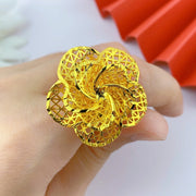 XUHUANG Dubai Gold Color Rings For Women Wedding Africa Bride Indian Fashion Hawaiian Jewelry Party Gifts New Style