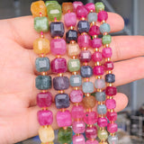 Natural Tourmaline Beads Faceted Square Stone Loose Bead for Diy Charms Bracelet Necklace Jewelry Making Crafts Accessories