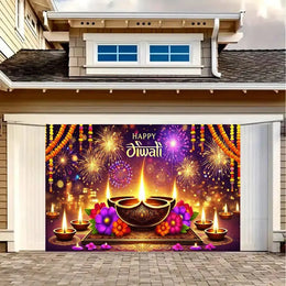 1pc 2D Diwali Celebration Banner, Vibrant Fireworks, No Power Required——sym