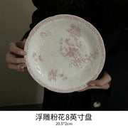 French High Leg Tray, Medieval Ceramic Fruit Pastry Dessert Plate, Dining Room Porch Atmosphere Decoration