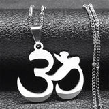 Buddhist OM Mala Yoga Chakra Stainless Steel Chain Necklace for Women Gold Color Buddha Necklace Jewelry Gift collares N1102S02