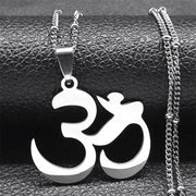 Buddhist OM Mala Yoga Chakra Stainless Steel Chain Necklace for Women Gold Color Buddha Necklace Jewelry Gift collares N1102S02