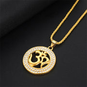 Religious Buddhist Yoga Symbol Round Pendant Male Gold Color Stainless Steel OHM Hindu AUM OM Necklaces for Men Jewelry Gift