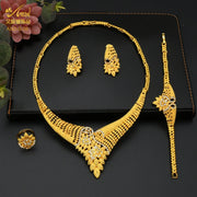 ANIID Fashion African Gold Plated Jewelry Sets For Women Gifts Ethiopian Indian Dubai Bridal Necklace And Earrings Set Wedding