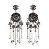 Retro Bollywood Oxidized Women Jhumka Indian Earrings Femmes 2020 Ethnic Gold Silver Color Afghan Bell Long Tassel Drop Earrings