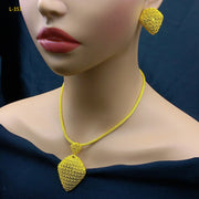 ANIID Dubai 24k Gold Plated Jewelry Set for Women Costume Indian Bridal Necklace Earrings Sets Nigerian Wedding Party Gift