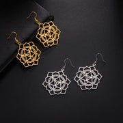 LIKGREAT OM Buddhism Lotus Flower Earring for Women Stainless Steel Mala Indian Yoga Chakra Drop Earrings Buddhist Jewelry Gift