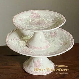 ફ્રેન્ચ હાઇ લેગ ટ્રે, મધ્યયુગીન સિરામિક ફ્રૂટ પેસ્ટ્રી ડેઝર્ટ પ્લેટ, ડાઇનિંગ રૂમ મંડપ વાતાવરણ શણગાર