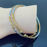 2 Pcs Bangles For Women Indian Jewelry Gold Two Tones Bracelets Dubai African Moroccan
