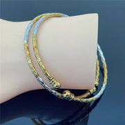 2 Pcs Bangles For Women Indian Jewelry Gold Two Tones Bracelets Dubai African Moroccan