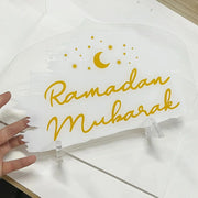 1pc Ramadan Mubarak Table Sign White/Gold Ramadan Decor Eid Mubarak Ramadan Kareem Home Table Centerpiece Tabletop Decoration