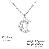 Vintage Goddess Crescent Phase Necklace Yoga OM Symbol Necklace Stainless Steel Love Palm Witch Knot Lotus π Symbol Jewelry