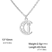 Vintage Goddess Crescent Phase Necklace Yoga OM Symbol Necklace Stainless Steel Love Palm Witch Knot Lotus π Symbol Jewelry