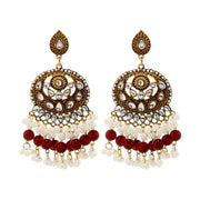 રેટ્રો અતિશયોક્તિપૂર્ણ એન્ટિક એલોય કોતરવામાં આવેલ એક્રેલિક રત્નો માળા ટેસલ સ્ટેટમેન્ટ ઇયરિંગ્સ મહિલાઓ માટે ભારતીય ઝુમકા જ્વેલરી