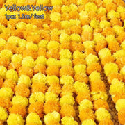 Long Strands Artificial Marigold Garland Pooja Diwali Fiesta Indian Décor Pooja Marigold Flowers Reusable 1.5m