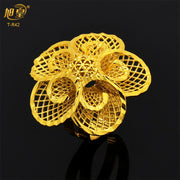 XUHUANG Dubai Gold Color Rings For Women Wedding Africa Bride Indian Fashion Hawaiian Jewelry Party Gifts New Style