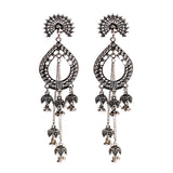 Retro Bollywood Oxidized Women Jhumka Indian Earrings Femmes 2020 Ethnic Gold Silver Color Afghan Bell Long Tassel Drop Earrings