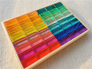 બાળકો માટે ખુલ્લા રમત માટે નવી ડિઝાઇન મોન્ટેસરી રમકડાં સી થ્રુ રેઈન્બો લ્યુસાઈટ સ્ટેકીંગ બ્લોક્સ એક્રેલિક હાઇટ્રાન્સપરન્ટ