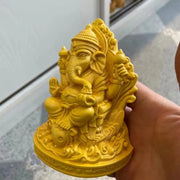 11.5cm Ganesha Elephant Carving Quality Boxwood Indian Thailand Lifelike Lucky Blessing Handle Pieces Decorate Crafts