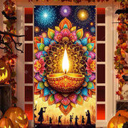 Diwali Decoration Party Background  Indian Diwali Peacock Candle Party Supplies Door Decoration Festival Door Cover Backdrop
