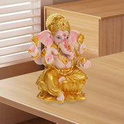 Ganesha Sitting Buddha Statue Decorative Collectible Handmade Craft Sculpture for Living Room Bedroom Home Bookshelf Office