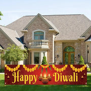 VIKAMA Diwali Festival Banner Golden Garland with Oil Lamp Motif Indoor/Outdoor Garden Lawn Festival Celebration Decoration